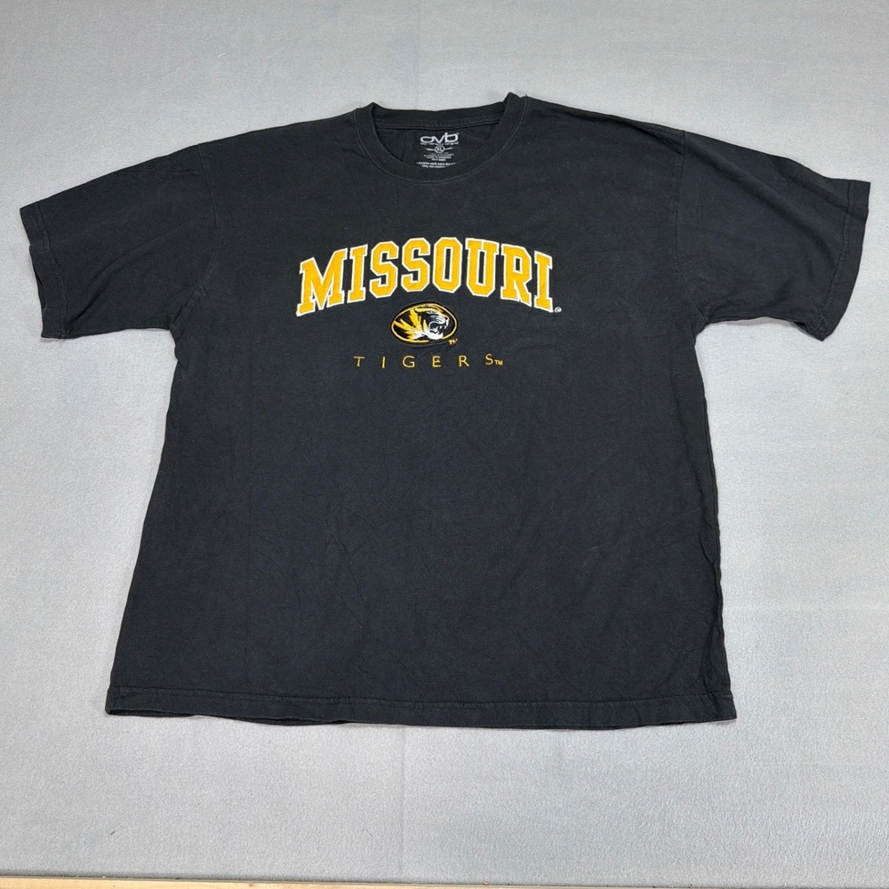Old Varsity Brand Missouri Tigers T-Shirt XL Black Embroidered NCAA College Tee